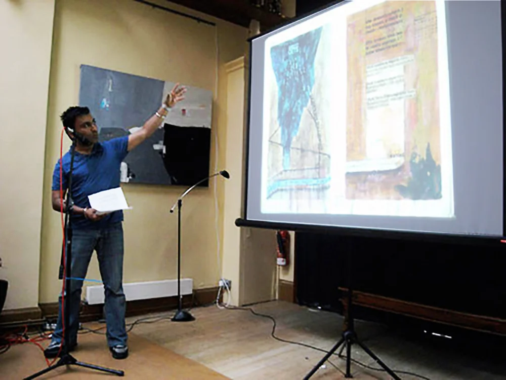 Nirmal Dhiman giving a talk at Pecha Kucha
